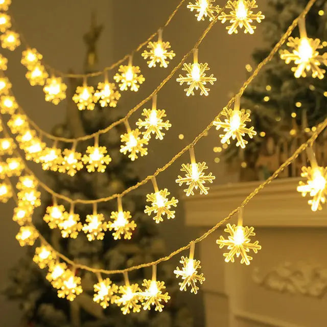 10/20/80Leds Snowflake String Garland Fairy Lights USB