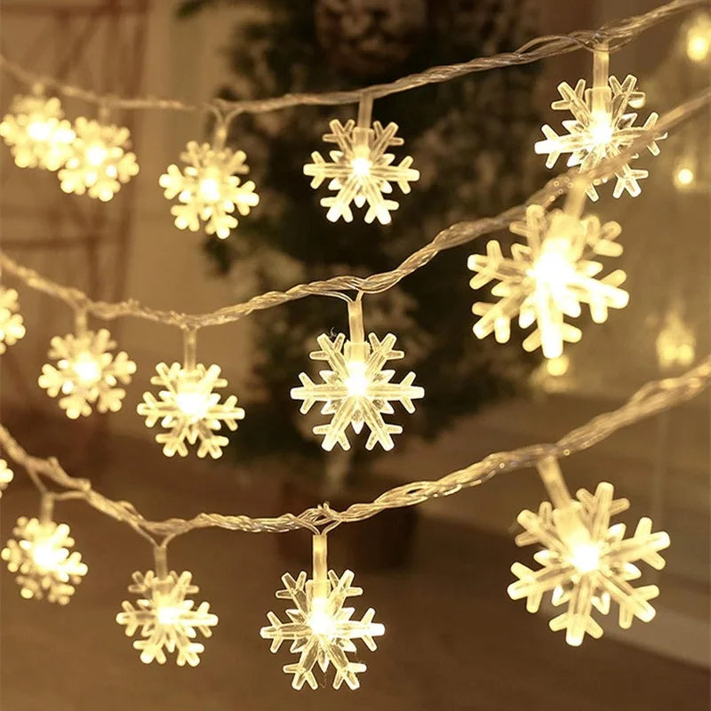 10/20/80Leds Snowflake String Garland Fairy Lights USB