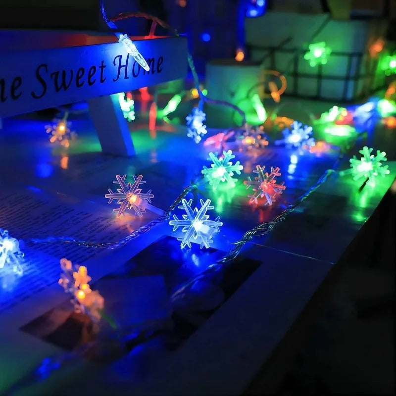 10/20/80Leds Snowflake String Garland Fairy Lights USB