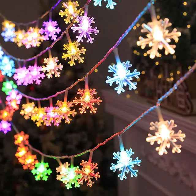 10/20/80Leds Snowflake String Garland Fairy Lights USB